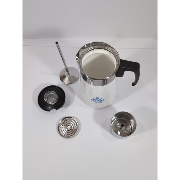 Vintage CorningWare Blue Cornflower 9 Cup Percolator Coffee Maker Pot Complete - Picture 6 of 8